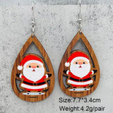 Vintage Santa Wooden Christmas Earrings