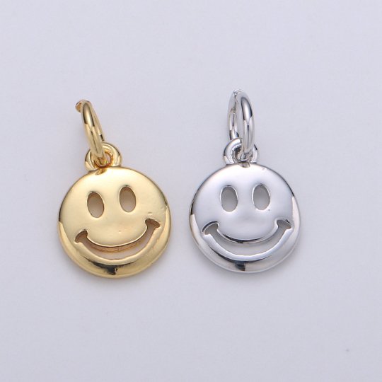14K Gold Filled Happy Face Charm, Emoji Charm 13x8mm Gold Smile Charm Pendant Smiley Face Charms for Necklace Earring Bracelet Supply | D-651, D-697