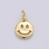 14K Gold Filled Happy Face Charm, Emoji Charm 13x8mm Gold Smile Charm Pendant Smiley Face Charms for Necklace Earring Bracelet Supply | D-651, D-697