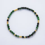18K Gold Filled 4.1mm White, Fuchsia, Green Gemstone Handmade Beaded Bracelet | WA-3451 - WA-3457