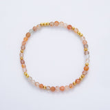 18K Gold Filled 4.1mm White, Fuchsia, Green Gemstone Handmade Beaded Bracelet | WA-3451 - WA-3457