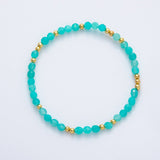 18K Gold Filled 4.1mm White, Fuchsia, Green Gemstone Handmade Beaded Bracelet | WA-3451 - WA-3457