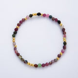18K Gold Filled 4.1mm White, Fuchsia, Green Gemstone Handmade Beaded Bracelet | WA-3451 - WA-3457
