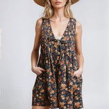 Vintage Bloom Denim Romper