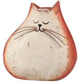 Sleepy Orange Tabby Cat Wooden Figurine – Whimsical Shelf Décor
