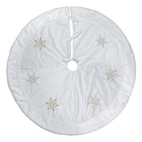 Golden Snowfall Ivory Christmas Tree Skirt – 48" Embroidered Snowflakes