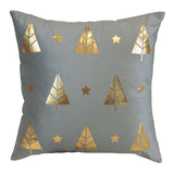 Golden Forest Christmas Throw Pillow – Blue Gray 18"
