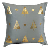 Golden Forest Christmas Throw Pillow – Blue Gray 18"