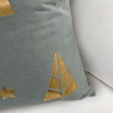 Golden Forest Christmas Throw Pillow – Blue Gray 18"