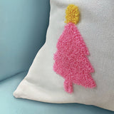 Merry Little Trees Christmas Throw Pillow – Colorful Pastel 18"