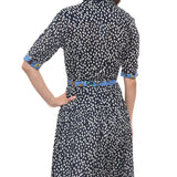 Mrs Maisel Dress Navy White Polka Dot Print Cotton Voile