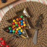 Golden Christmas Tree Serving Dish & Spreader Set