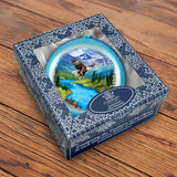 Alaska Eagle Mountain Landscape Hand-Painted Glass Christmas Ornament