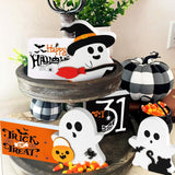 Spooky Cute Wooden Ghost Halloween Décor – Set of 3