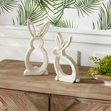 Carved Stone-Look Bunny Silhouettes – Rustic Easter Décor, Set of 2