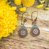 Copper Sunset Boho Teardrop Earrings – Colorful Beaded Accents