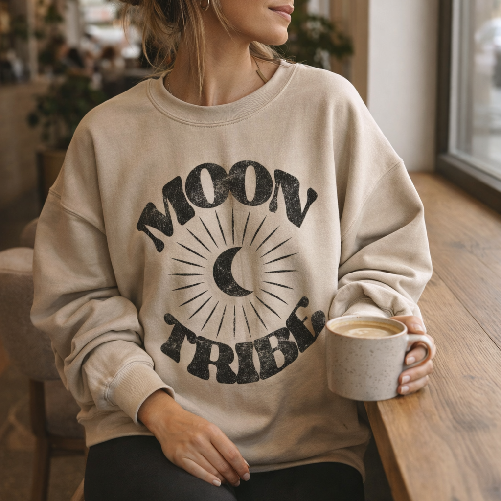 Lunar Essence Fleece Crew – Moon Tribe Graphic Sweatshirt