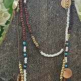 Bohemian Gold Disc & Beaded Layered Necklace