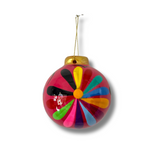 Hand-Painted Mexican Ceramic Flower Ornament – Colorful Boho Sphere