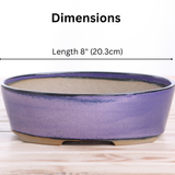 Willow Bonsai Ceramics Oval A Bonsai Pot 8 Inch – Straight‑Sided Oval Ceramic Bonsai & Succulent Planter, High‑Fired Frost‑Proof Stoneware with Drainage & Wiring Holes, Handmade in USA (Purple)