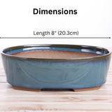 Willow Bonsai Ceramics Oval A Bonsai Pot 8 Inch – Straight‑Sided Oval Ceramic Bonsai & Succulent Planter, High‑Fired Frost‑Proof Stoneware with Drainage & Wiring Holes, Handmade in USA (Peacock 2025)