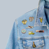 Cats and Wine Make Everything Fine Enamel Pin in Purplish Red and Gold