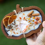 Wooden Pumpkin Shape Dough Bowl Candle – Thanksgiving & Fall Autumn Decor