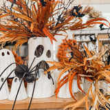 Ceramic Ghost Face Lantern with Metal Handle