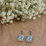 Folk Garden Bird Earrings – Vintage-Inspired Floral Dangles