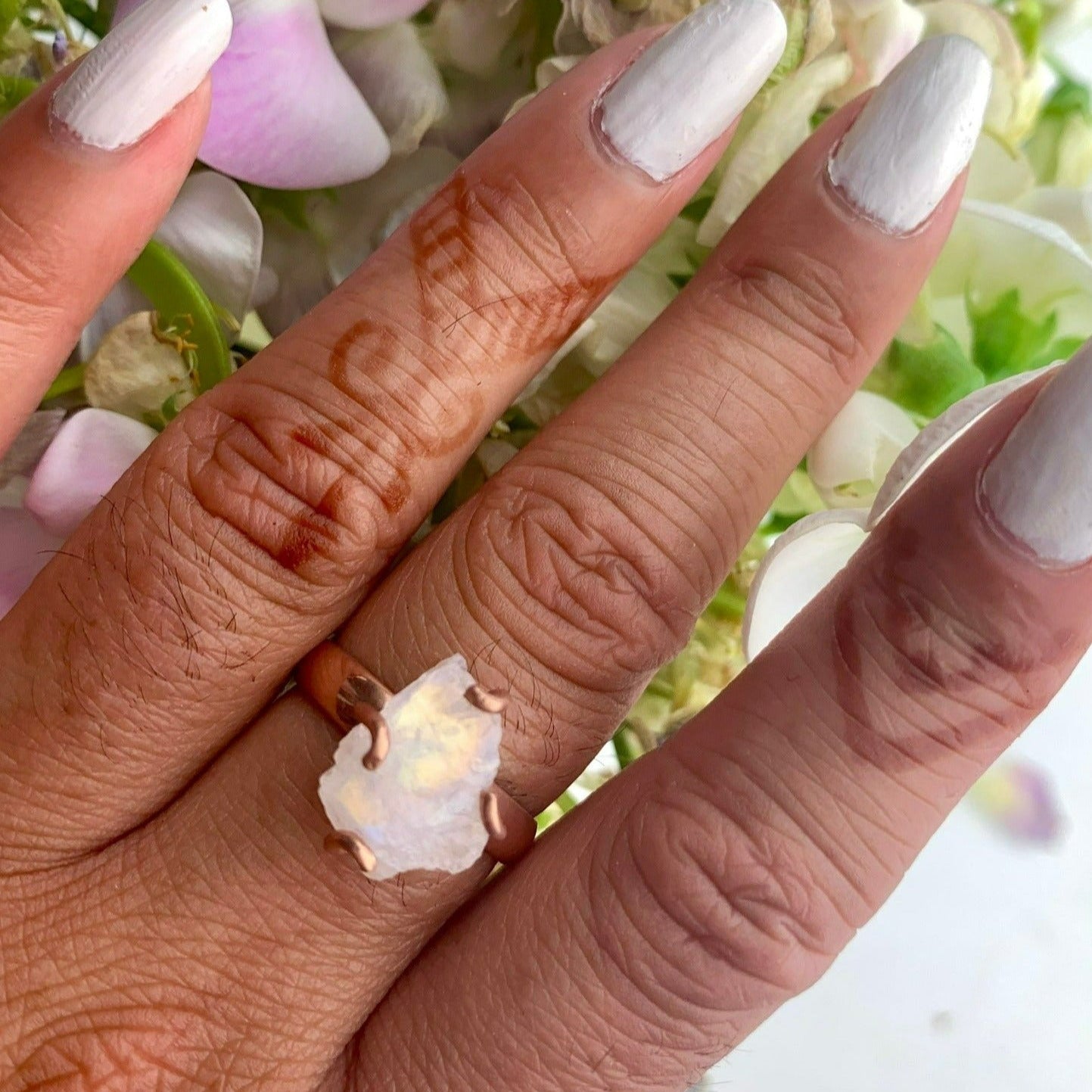 Raw Moonstone Prong Ring