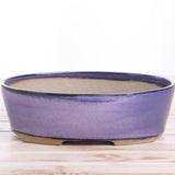 Willow Bonsai Ceramics Oval A Bonsai Pot 8 Inch – Straight‑Sided Oval Ceramic Bonsai & Succulent Planter, High‑Fired Frost‑Proof Stoneware with Drainage & Wiring Holes, Handmade in USA (Purple)