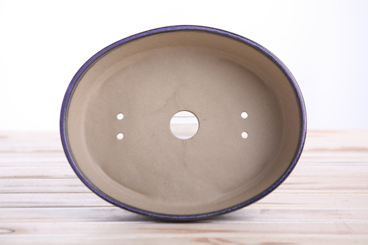 Willow Bonsai Ceramics Oval A Bonsai Pot 8 Inch – Straight‑Sided Oval Ceramic Bonsai & Succulent Planter, High‑Fired Frost‑Proof Stoneware with Drainage & Wiring Holes, Handmade in USA (Purple)