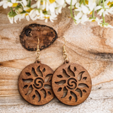 Boho Wooden Sun Drop Earrings