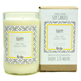 Happy 12 oz. soy candle in upcycled wine bottle | Lemon, Lemongrass, Verbena