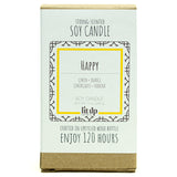 Happy 12 oz. soy candle in upcycled wine bottle | Lemon, Lemongrass, Verbena