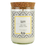 Happy 12 oz. soy candle in upcycled wine bottle | Lemon, Lemongrass, Verbena