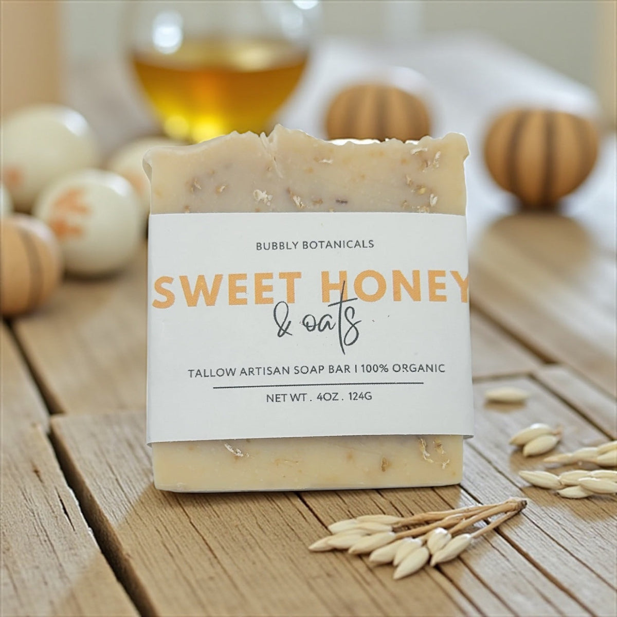 Handcrafted Tallow Soap - Sweet Honey & Oats | Honey Almond Scent