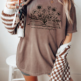 One More Chapter Floral Book Graphic Tee – Comfort Colors T-Shirt