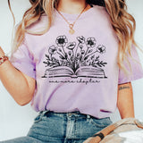 One More Chapter Floral Book Graphic Tee – Comfort Colors T-Shirt