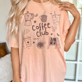 Coffee Club Doodle Graphic Tee – Comfort Colors Cotton T-Shirt