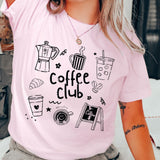 Coffee Club Doodle Graphic Tee – Comfort Colors Cotton T-Shirt