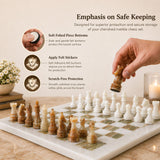 White and Green Onyx Marble Chess Set 15 Inches | Handcrafted Natural Stone
