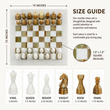 White and Green Onyx Marble Chess Set 15 Inches | Handcrafted Natural Stone