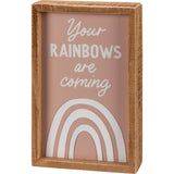 Your Rainbows Are Coming Inspirational Gift | Decor Sign and Tea Towel Bundle