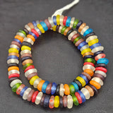 Authentic Designer Mix Krobo Translucent Recycled Glass Rondelle Beads | Handmade Ghana African Glass Beads for Jewelry Making & Wholesale