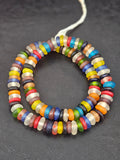 Authentic Designer Mix Krobo Translucent Recycled Glass Rondelle Beads | Handmade Ghana African Glass Beads for Jewelry Making & Wholesale