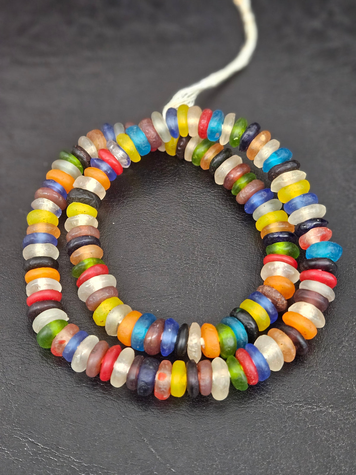 Authentic Designer Mix Krobo Translucent Recycled Glass Rondelle Beads | Handmade Ghana African Glass Beads for Jewelry Making & Wholesale