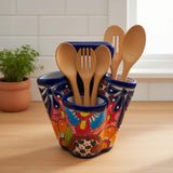 Talavera Utensil Holder | Colorful Handmade Mexican Organizer