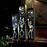 Dancing Bones Solar Skeleton Lights | Rustic Steel Halloween Luminaries