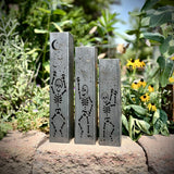 Dancing Bones Solar Skeleton Lights | Rustic Steel Halloween Luminaries